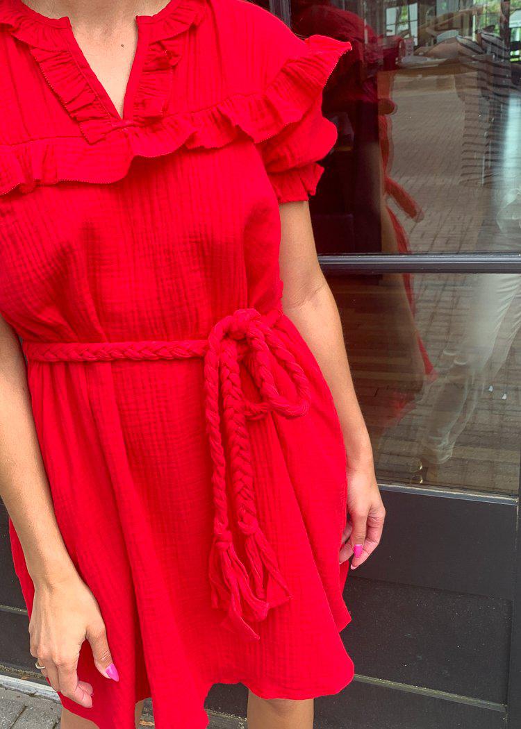 Zicatela Ruffle Trim Gauze Dress-***FINAL SALE***-Hand In Pocket