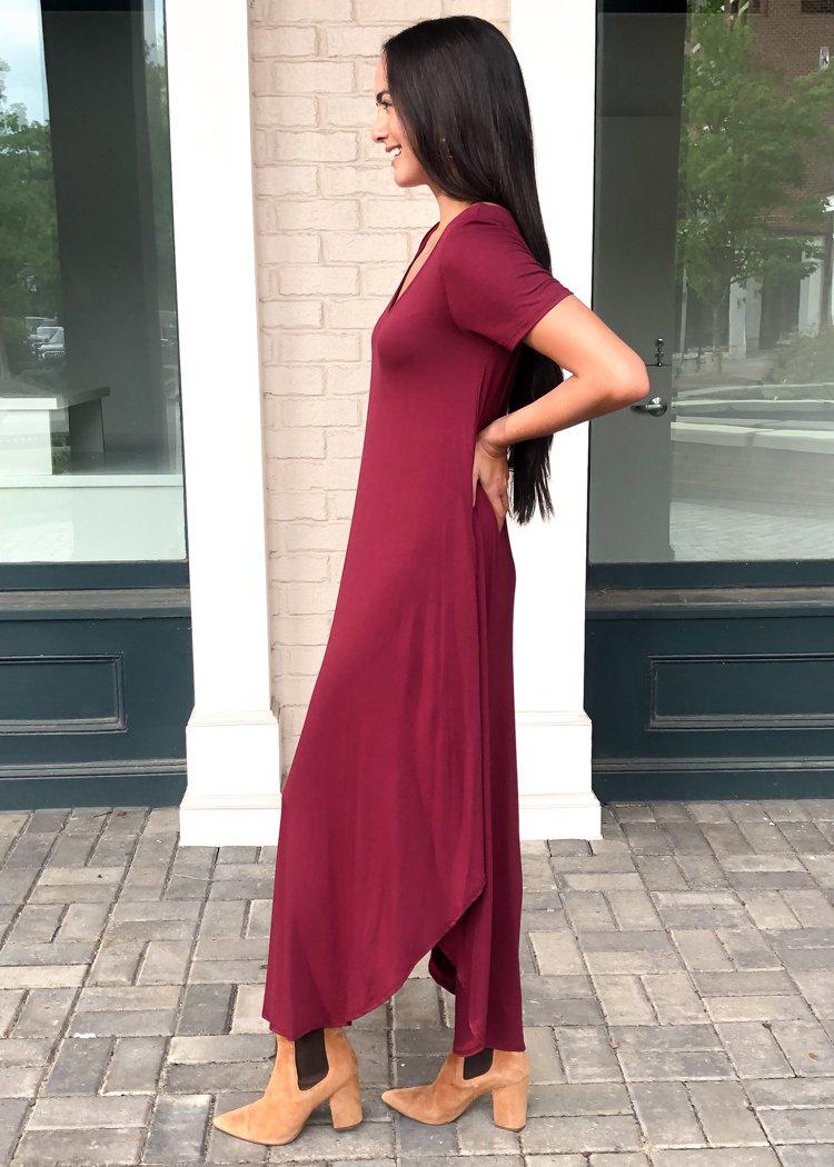 Karlie Hermosa Basic Maxi Dress- Burgundy-***FINAL SALE***-Hand In Pocket