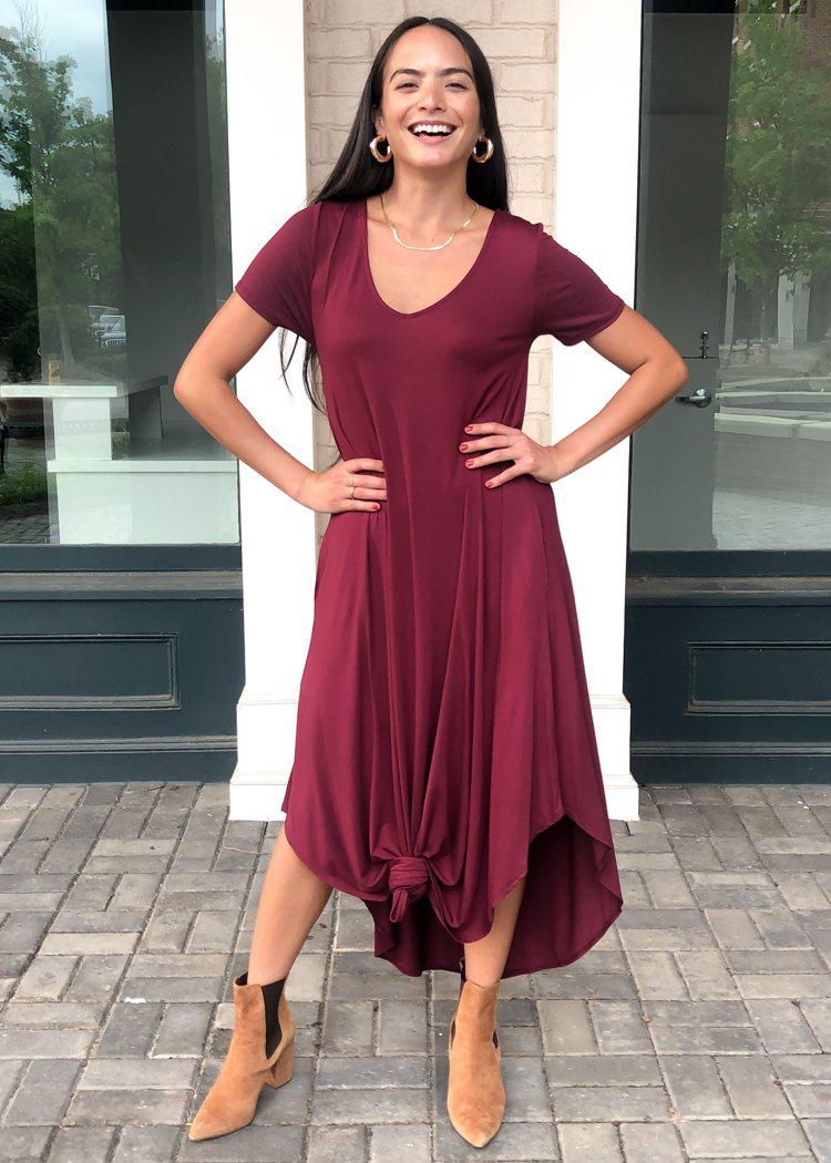 Karlie Hermosa Basic Maxi Dress- Burgundy-***FINAL SALE***-Hand In Pocket