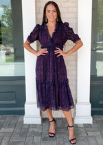 Karlie Timber "Snake Print" Puff Sleeve Tiered Midi Dress-***FINAL SALE***-Hand In Pocket