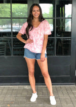 Z Supply Cotton Cloud Tie Dye Tee- Zephyr Pink-Hand In Pocket