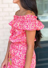 THML Kavati Off Shoulder Ruffle Maxi Dress-Hot Pink-***FINAL SALE***-Hand In Pocket