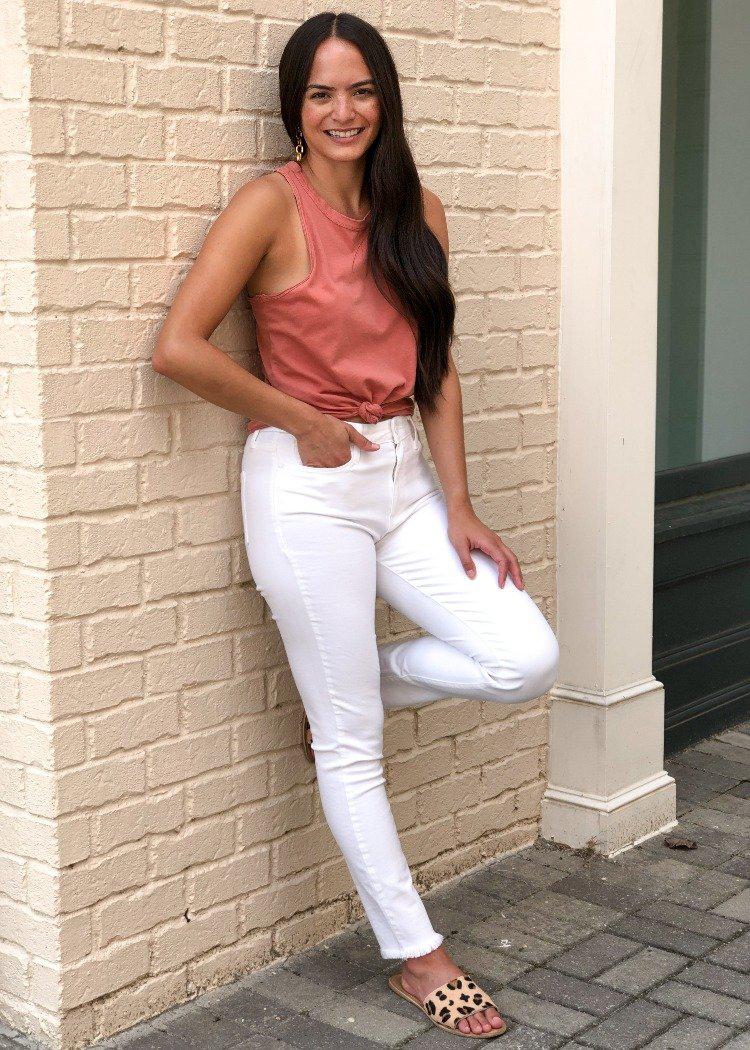 Z Supply Desert Sand Organic Cotton Muscle Tank-Hand In Pocket