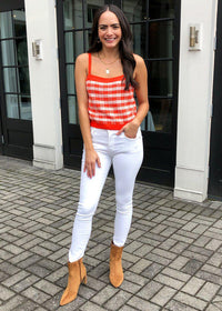 525 America Gingham Sweater Tank-Hand In Pocket