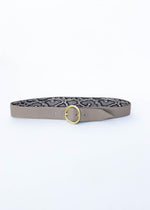 JJ Winters Lulu Reversible Leather Belt - Taupe/Beige Snake-Hand In Pocket