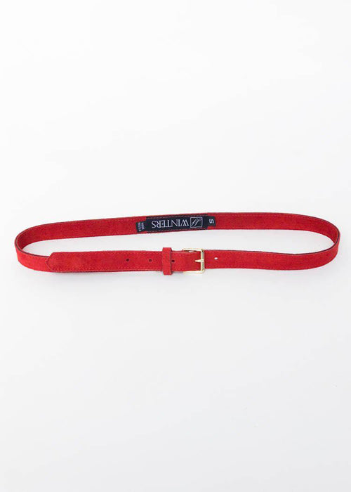 JJ Winters Abby Belt-Red Suede-Hand In Pocket
