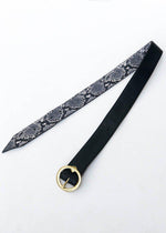 JJ Winters Lulu Reversible Leather Belt - Black/Pewter Snake-Hand In Pocket