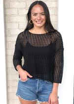 RD Style Crochet Black Pull-Over Sweater ***FINAL SALE***-Hand In Pocket