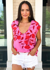 Karlie Hibiscus Frayed Hem Tee-Floral-Hand In Pocket