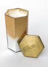 Capri Blue Gold Glittered Ombre Hexagon 17 oz Candle - Crystal Pine-Hand In Pocket
