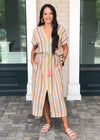 Cassis Striped Caftan-Hand In Pocket