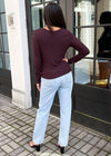 Michael Stars Tayshia Ribbed V- Neck Tee- Oak ***FINAL SALE***-Hand In Pocket