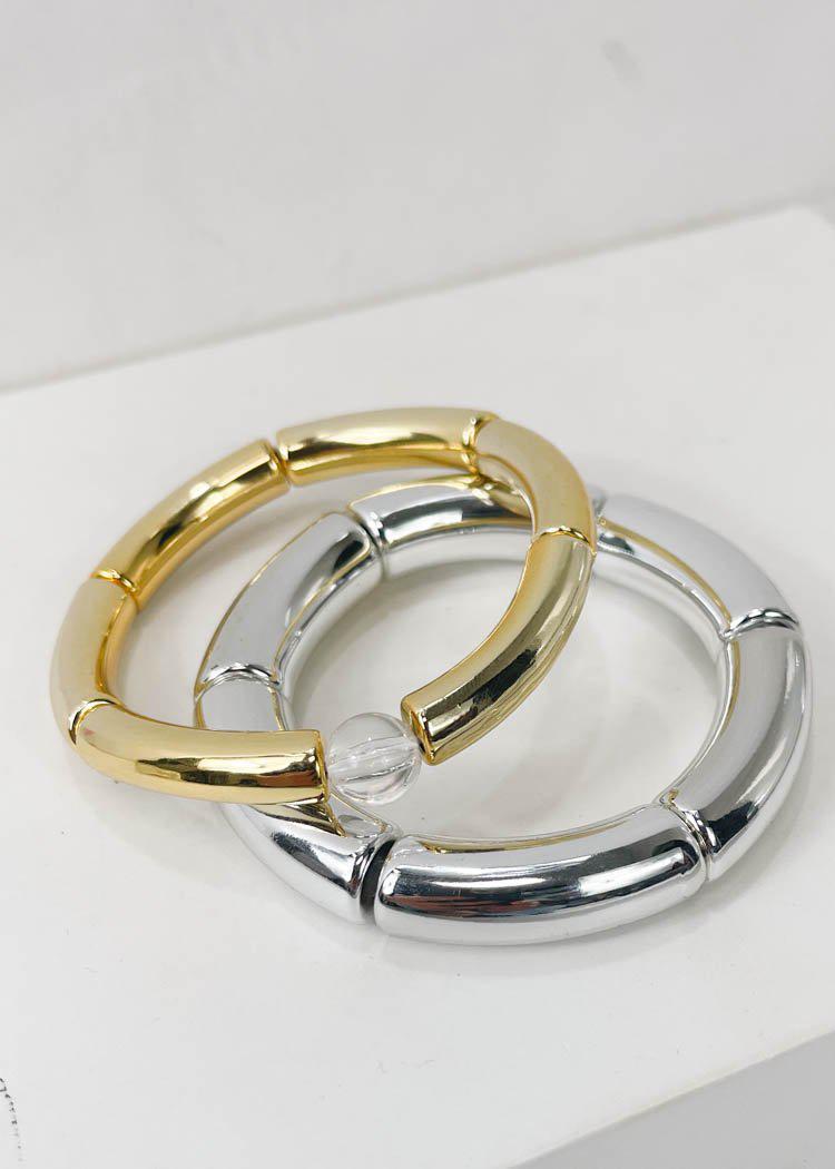 Cobija Stack Stretch Bracelet- Silver-***FINAL SALE***-Hand In Pocket