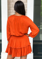 Sunset Safari 3/4 Sleeve Smocked Waist Dress-Hand In Pocket