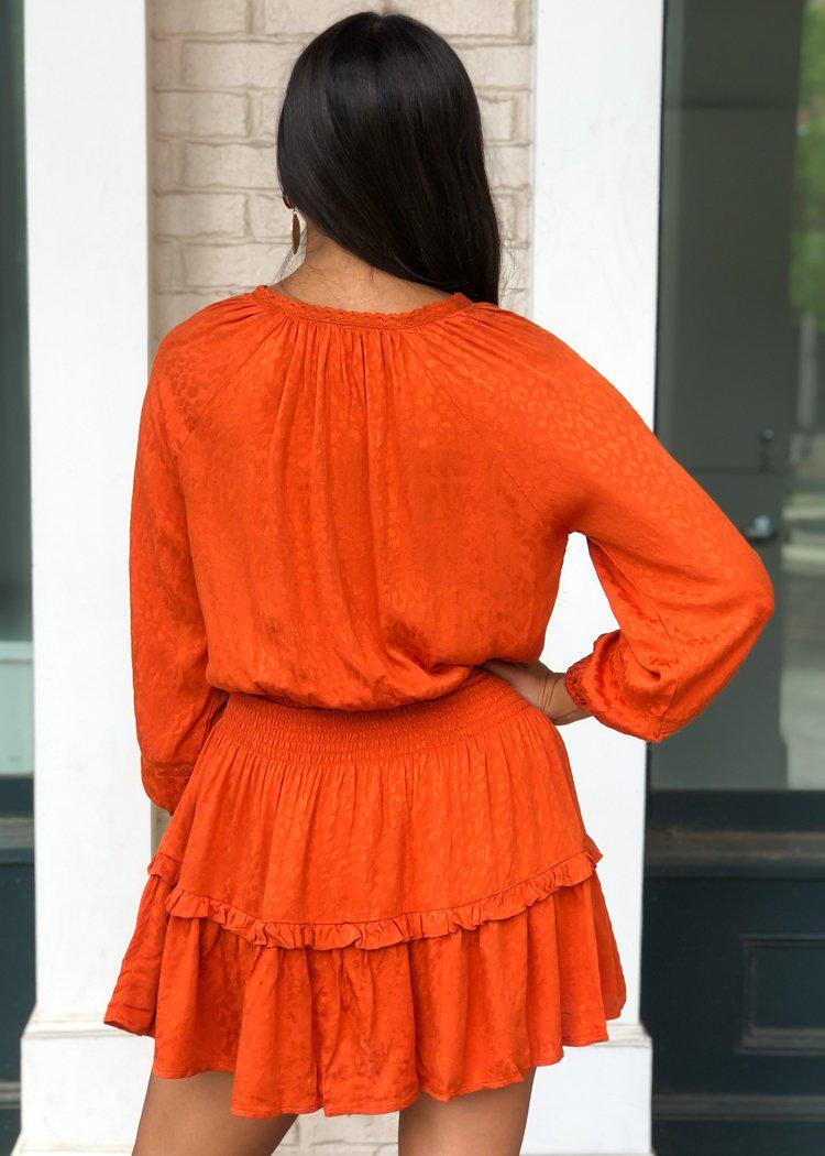 Sunset Safari 3/4 Sleeve Smocked Waist Dress-Hand In Pocket