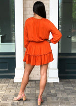 Sunset Safari 3/4 Sleeve Smocked Waist Dress-Hand In Pocket