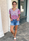 Bixby Short Sleeve Floral Top-Hand In Pocket