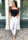 Martini Square Neck Sheer Puff Sleeve Top ***FINAL SALE***-Hand In Pocket