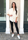 Bobi Beach Crepe Dolman Button Down Sleeve Blouse -***FINAL SALE***-Hand In Pocket