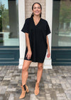 Karlie Staple V Neck Dress-Black-Hand In Pocket