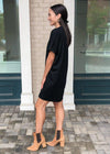 Karlie Staple V Neck Dress-Black-Hand In Pocket