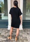 Karlie Staple V Neck Dress-Black-Hand In Pocket