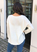 Cielo V Neck Sweater - Ivory-Hand In Pocket