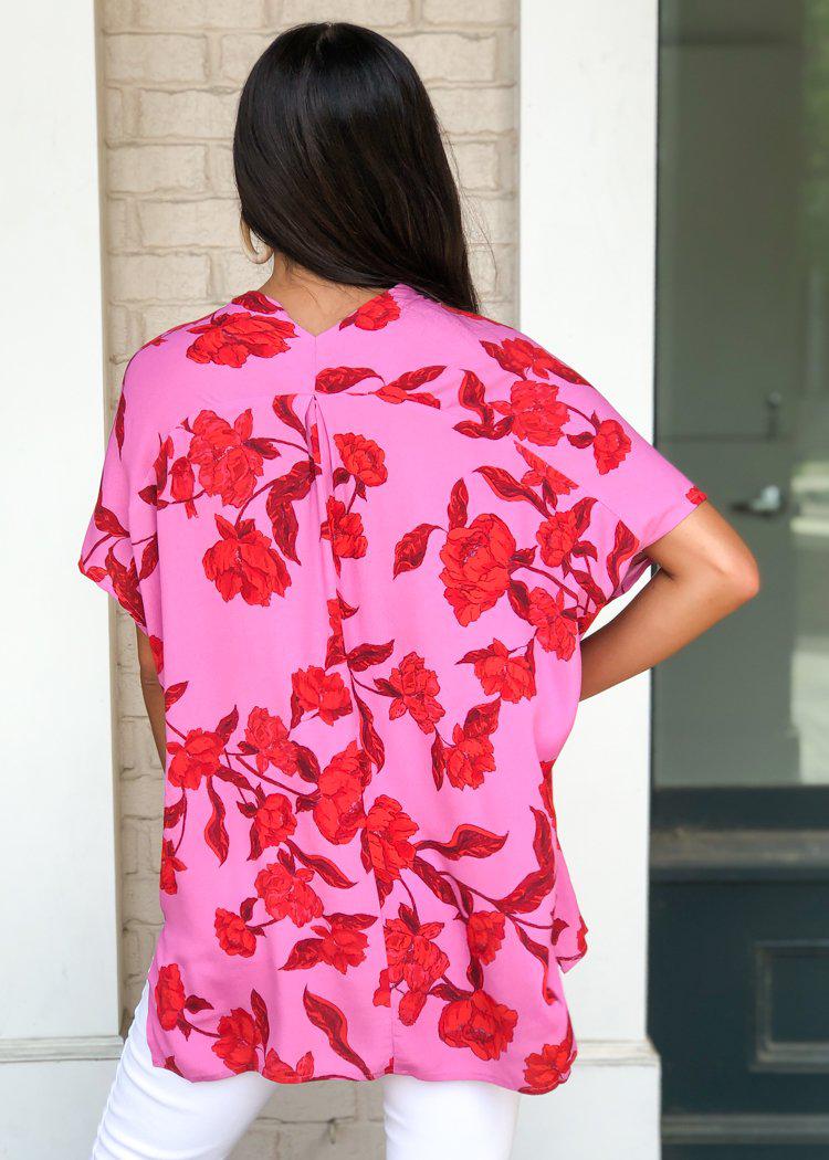 Karlie Bondi Tunic-Hibiscus Print-Hand In Pocket