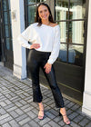 Line + Dot Favorite Off Shoulder Sweater- White-Hand In Pocket