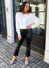Line + Dot Favorite Off Shoulder Sweater- White-Hand In Pocket