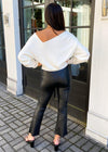 Line + Dot Favorite Off Shoulder Sweater- White-Hand In Pocket