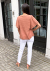Michael Stars Kamala Gauzy Flutter Sleeve Blouse-Terra-Hand In Pocket