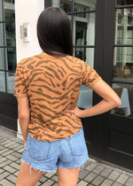 Chaser Bengal Print Vintage Jersey Cropped Vented Tee-Hand In Pocket