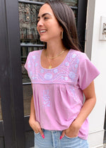 Buddy Love Anniston Embroidered Top - Violet-Hand In Pocket