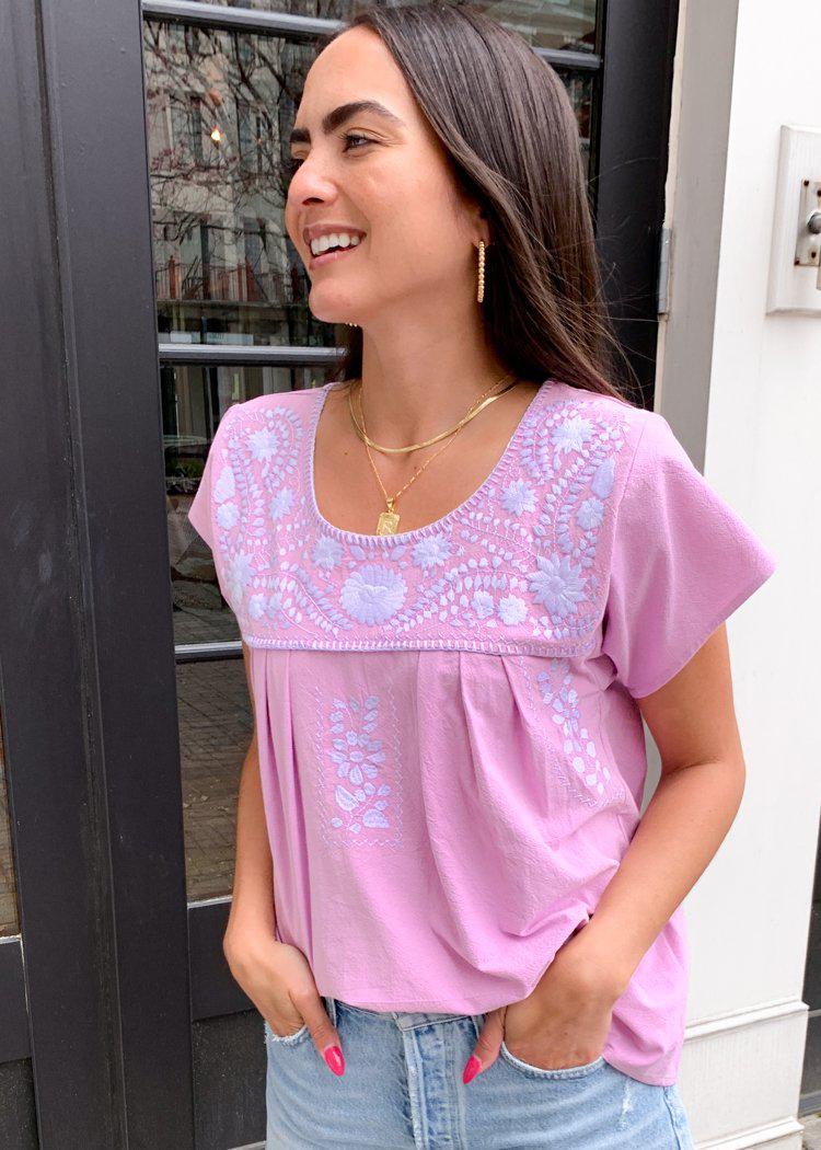 Buddy Love Anniston Embroidered Top - Violet-Hand In Pocket
