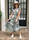BB Dakota Mixed Bag Printed Sleeveless Midi Dress-Hand In Pocket