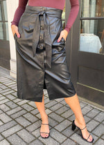 ASTR the Label Lorette Tie Waist Faux Leather Midi Skirt ***FINAL SALE***-Hand In Pocket