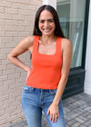 525 America Square Neck Knit Tank- Tiger Lily-Hand In Pocket