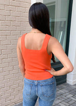 525 America Square Neck Knit Tank- Tiger Lily-Hand In Pocket