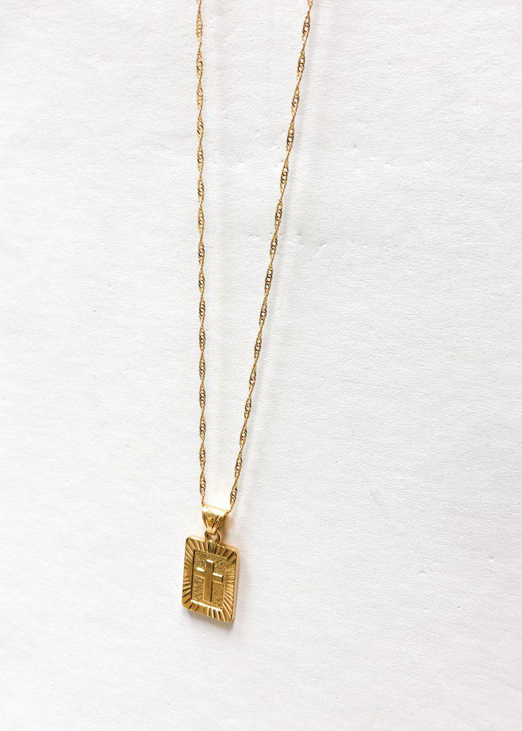 Bracha Truth Card Cross Pendant Necklace - Gold-Hand In Pocket