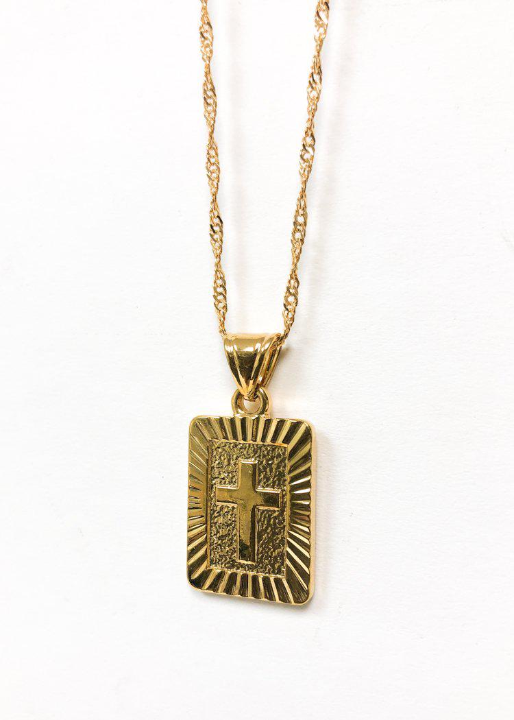 Bracha Truth Card Cross Pendant Necklace - Gold-Hand In Pocket