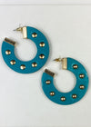 Andros Ball Stud Hoop - Teal-Hand In Pocket