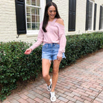 525 America Off Shoulder Pullover-Quartz ***FINAL SALE***-Hand In Pocket