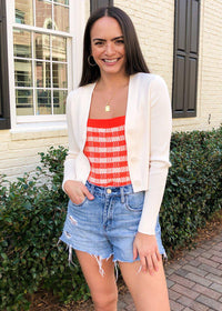 525 America Gingham Sweater Tank-Hand In Pocket