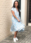 Karlie Bali Tiered Floral Print Midi Dress-Blue Floral-Hand In Pocket