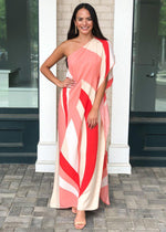 Windemere One Shoulder Colorblock Maxi Dress-Red ***FINAL SALE***-Hand In Pocket