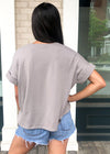 Karlie Staple V Neck Boxy Tee-Grey-Hand In Pocket