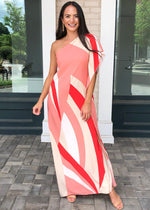 Windemere One Shoulder Colorblock Maxi Dress-Red ***FINAL SALE***-Hand In Pocket