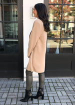 Fawn Faux Suede Trench-Hand In Pocket