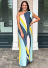 Windemere One Shoulder Colorblock Maxi Dress-Mint ***FINAL SALE***-Hand In Pocket
